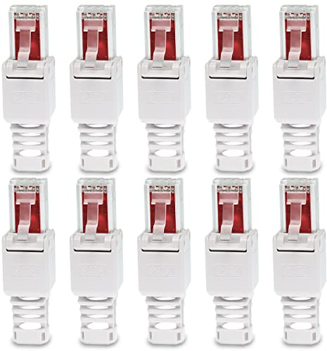 UC-Express CAT 6 RJ45 Netzwerkstecker - 10x RJ45 Netzwerk Stecker Steckverbinder - mit Zugentlastung - werkzeuglos - CAT6 CAT6a LAN Netzwerkkabel