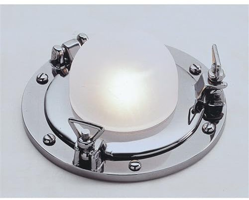 Licht-Erlebnisse Chrom LED Einbau Deckenlampe rund 4000K Ø11,5cm Maritim Echt-Messing CATANIA Schiffslampe Badezimmer