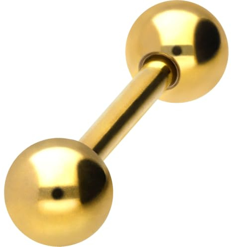 PIERCINGLINE Barbell en titane - 2 boules - Piercing pour langue, poitrine, oreille intime - Tailles et couleurs au choix, 10 mm x 5 mm