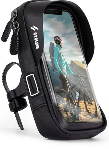 ONEFLOW Handyhalterung Fahrrad Lenkertasche Wasserdicht für alle CAT Handys Fahrradhalterung 360° Drehbar Handyhalter Motorrad Fahrradtasche Lenker Smartphone Halterung mit Fenster, Schwarz