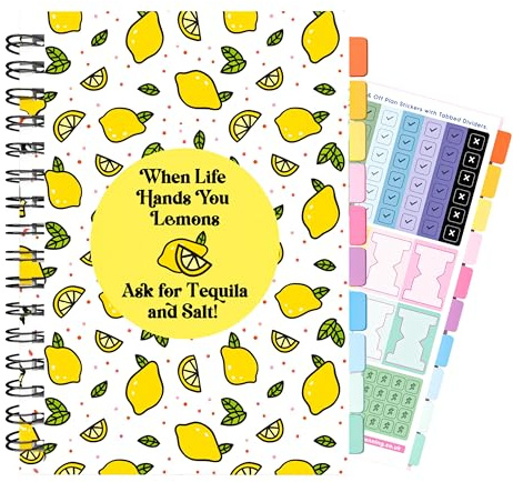 Slimming World Compatible – 3 månaders matdagbok – klistermärken – nedräkningskort – veckovägning – mått – 2025 (When Life Hands You Citons Ask For Tequila And Salt!