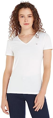 Tommy Jeans Damen Tjw Skinny Stretch V Neck Dw0dw09197 Kurzarm Strickoberteile (1er Pack)