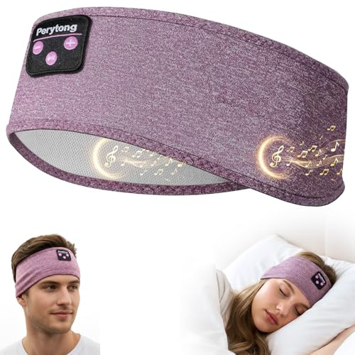 Perytong Schlafkopfhörer, Bluetooth-Sport-Kopfhörer mit HD-Stereo-Lautsprechern, ultradünn, perfekt zum Schlafen, Trainieren, Yoga, Meditation (Violett)