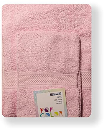 Bassetti - Set Badetücher Gesicht und Bidet Paar Badetücher mit Gästehandtuch | 60x110 cm + 40x60 cm | Col.H3 - Hortensie