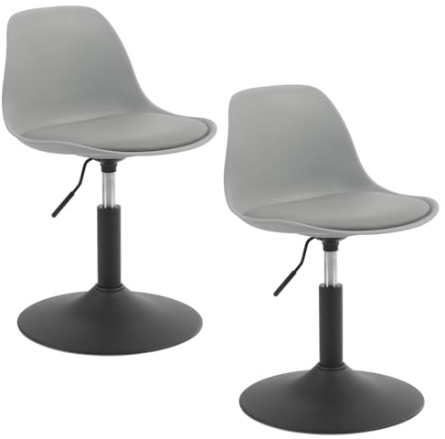 WOLTU 2er Set Verstellbarer Sitzhocker Stuhl Arbeitshocker Bürohocker Esszimmerstuhl Schminkhocker Homeoffice Kommerzieller Shop Mehrzweck PU Grau Sitz 39,5-50,5cm Hoch BH304gr-2