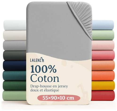 Laleni Jersey Spannbettlaken, 55x90cm, für Baby Beistellbett & Stubenwagen, 100% Baumwolle, Oeko-TEX Zertifiziert, 2er Set, Grau