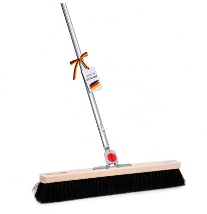 Sehr weicher Rosshaar Besen Saalbesen 80cm mit 4-Loch-System Stiel Alustiel | 4-Loch Wechselsystem, Aluminiumstiel 145cm, Sehr weiche Borsten, Für glatte Böden, Innenraum