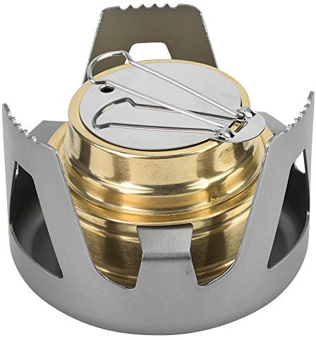 BORDSTRACT Estufa de Alcohol portátil para Acampar, Estufas ultraligeras de espíritus de Campamento con Soporte, Quemador de Alcohol de Estufa portátil para Acampar, Caminar, Hacer mochileros(Gris)