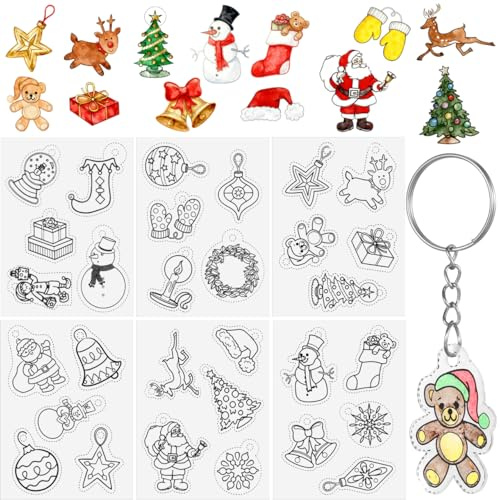 Ciieeo 12 Stücke Weihnachtsmuster Weihnachtsschrumpfpapier Weihnachtsschrumpffolien Weihnachtsschrumpffolien Wärmeschrumpffolien