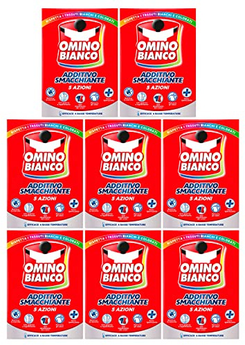 Omino Bianco - Additivo Lavatrice Totale 5 Azioni in 1 in Polvere per Bucato, Smacchiante e Igienizzante, 500 g x 8 Pezzi