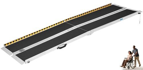 Wheelchair Ramp 8FT, Anti-Slip Aluminum Folding Portable Handicap Threshold Entry Ramp for Home, Doorways Steps, Scooter, Stairs, 600LBs Capacity,96 L x 28.3 W