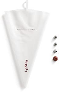 Lékué Set Manga Pastelera tradicional Reutilizable con 3 boquillas de acero inoxidable