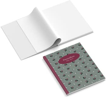 easyprint Poesiealbum personalisiert mit Name | Design Kleine Blumen | 148 x 210 mm | Hardcover | Papier 100 g/m² | Blanko Innenseiten | Farbe wählbar | Freundebuch | Erinnerungsbuch (Grün)