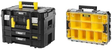 Stanley FMST1-71981 Kit 2 Mallettes Modulable Tstak/PRO-STACK Gamme Fatmax - 21.5L & STANLEY - ORGANISEUR GRANDE CAPACITÉ STANLEY FATMAX PRO-STACK - FMST82967-1
