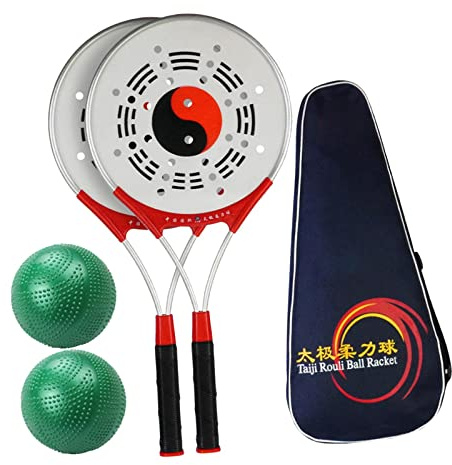 Perfeclan Tai Racket Ball Set Softball Fitness Taiji Rouli Ballschläger mit Aufbewahrungstasche für das Fitnesstraining für ältere Menschen