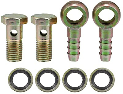 QUARKZMAN Banjo Bolzen Schlauch Barb Fittings 2 STK Bremsanlage Metall | Farbe Bronze, Material Metall, Gewinde M12x1.5, Innendurchmesser 12mm, Außendurchmesser 10mm, Schraubengröße 33x19mm
