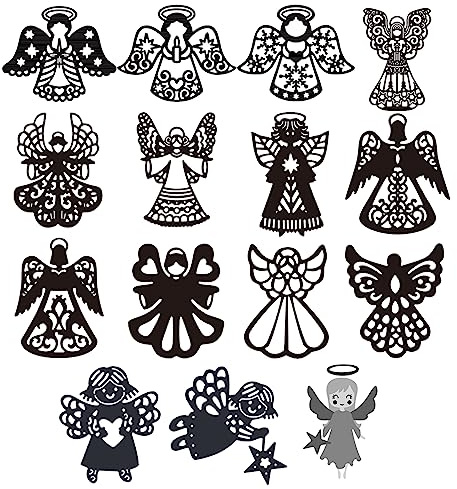 Briartw 15 x Engels-Stanzformen, Engelssegen, Metallschablonen für Kartenherstellung, DIY, Scrapbooking, handgefertigte Einladungskarten, Postkarten, Stressabbau, Prägedekoration, Bastelwerkzeug