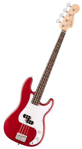Fender Squier Debut Series Precision Chitarra Basso, Chitarra per Principianti, con garanzia di 2 anni, Raso Rosso Dakota