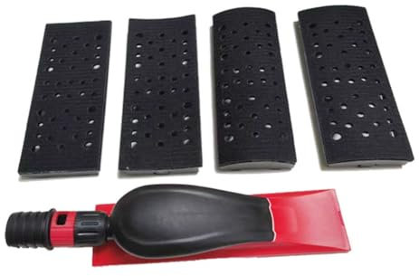 Ficher Vacuum Sanding Block Set,Vacuuming Sanding Disc Holder Sandpaper 4Pc Backing Polishing Pad Handheld Sander 70X198mm Durable Easy to Use