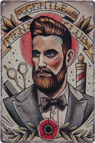 30 x 20 cm Targa in metallo retrò – Barber Shop Vintage – Targa decorativa per barbiere, barbiere, coiffeuer, parrucchiere e casa