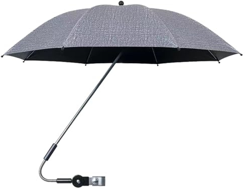 Sombrilla para cochecito, sombrilla para cochecito, protección UV, sombrilla extra grande con abrazadera, toldo de protección UV para sujetar, ajustable 360 grados, paraguas impermeable para