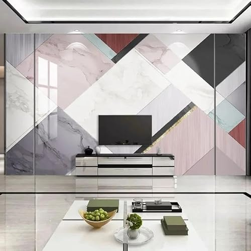 Papel Tapiz De Mural Personalizado, Decoración De Fondo De Lujo, Pintura De Pared, Metal Abstracto, Gris, Jazz, Mármol Blanco, Luz Geométrica Simple, Lujo 200Cm(W)×140Cm(H)