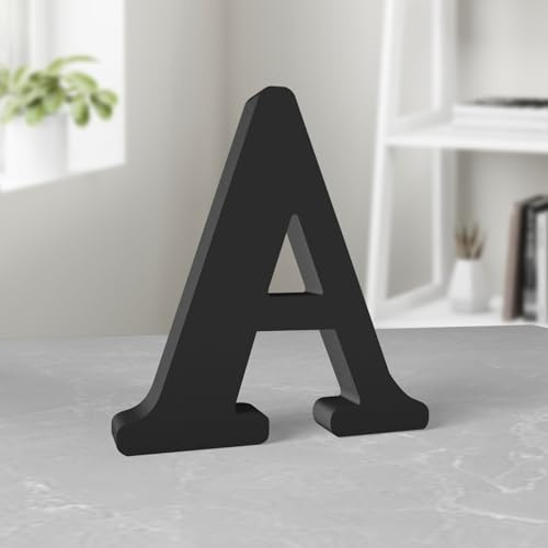 Aruatu 20,3 cm schwarze Holzbuchstaben unlackierte Holzbuchstaben für Wanddekoration, dekorativer stehender Buchstabe große Buchstaben für Wanddekoration für Bastelarbeiten, Heim-Party-Projekte (A)