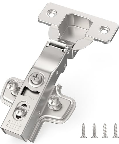 Furniware 20 Pack 3D Full Overlay Soft Close Concealed Cabinet Hinge, Hidden Frameless Door, Stop at 45°-105°, Self Closing, Stain Nickel, Clip On, Euro Stainless Steel Hinges for Kitchen Cupboard