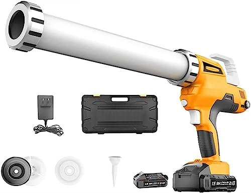 JMOZHCD Caulking Guns 21V Li-ion Battery Powered Caulk Gun 20 Oz / 600ml Sealant Caulk Adhesive Gun With Nozzles (1battery)
