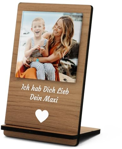 CHRISCK design Foto Aufsteller aus Holz - Geburtstagsgeschenk für Frauen Männer - Bilderrahmen Ständer - personalisierte Geschenke Freund Freundin - Fotogeschenke Muttertag Mama Papa Familie