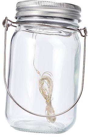 SWOOMEY 1set Solar Powered Jar Light Led Lantern for Outdoor Decoration Includes Lamp Straps for Garden Patio and Porch Use Gentle Warm Light for Ambiance