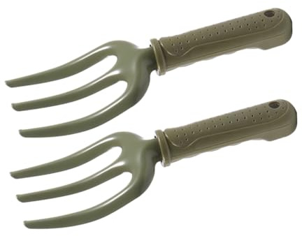 Sosoport 2pezzi Forcone da Giardinaggio in Ferro Tre Denti per Piantare e Sarchiare Attrezzo da Giardinaggio Mano per Lavori in Bordure Vasi e Vasche