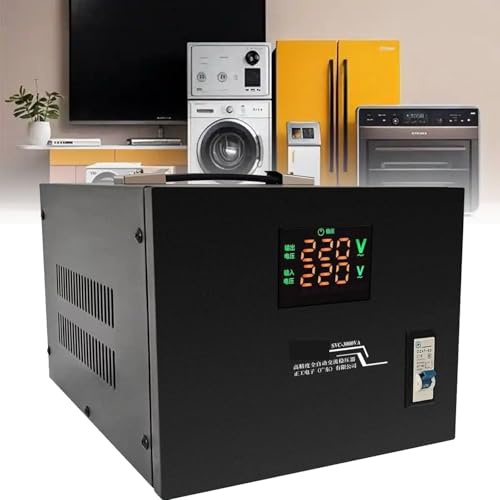 Estabilizador voltaje electrónico, estabilizador voltaje completamente automático 1000W-10000W Estabilizador voltaje electrodomésticos alta potencia, transformador voltaje CA,5000W-220V
