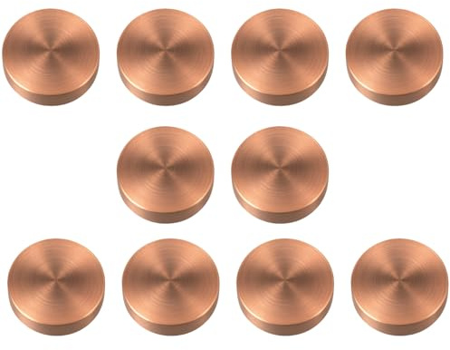 Boxonly 10mm Red Bronze Mirror Screws with Chrome Cap Covers – Flat Head Brass Nails for Glass, Mirrors & Sign Mounting – Rustproof Single Size – 10 Pack