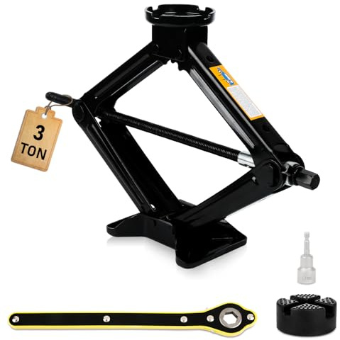 SROCHN Wagenheber 3T (3000kg), Universeller Scherenwagenheber, Maximale Höhe bis zu 45cm, Tragbarer Wagenhebersatz für Auto, MPV, SUV & Andere Fahrzeuge