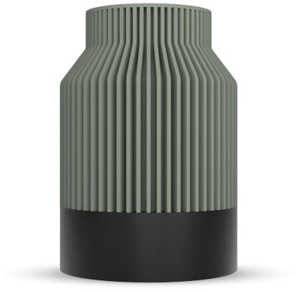 ebenkunst Kontura Vase 15 cm bruchsicher wasserdicht Blumenvase Grün | Wasserdichter PCTG-Einsatz, herausnehmbar & bis 55 °C spülmaschinenfest, moderne & bruchsichere Bio-PLA-Vase, Made in Germany