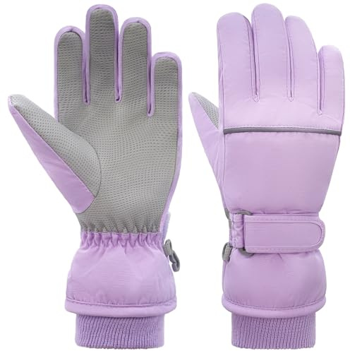 YUHAN PRETTY Kids Winter Ski Gloves Waterproof Children Girls Boys Fleece Thermal Snowboard Snow Gloves Mittens for Cold Weather(11-15Years)