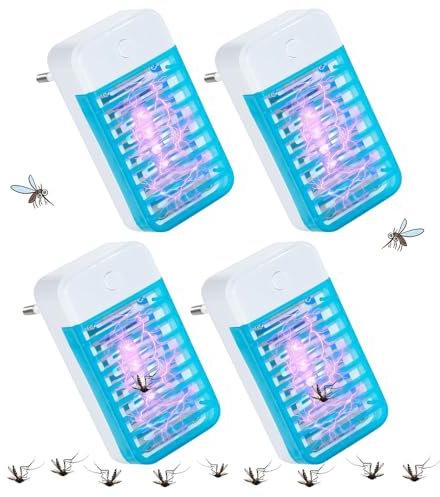 KBIBCK Lampada Antizanzare Elettrica, 4PCS antizanzare elettrico con Luce LED UV, Non Tossico ed Ecologico, Insetticida Lampade Zanzariere per Casa Giardino Interno Esterno Cucina