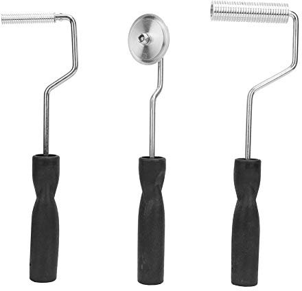 Fiberglass Laminating Roller Tools Kit Durable Solvent Resistant Handles Professional Bubble Removal Paddle Set for Bathtub Boat Repair 3PCS Alloy Construction
