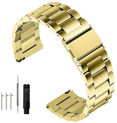 Nizonlaie Correa de Reloj Correa Metálica de Reloj 14mm 16mm 18mm 20mm 22mm 24mm Liberación Rápida Acero Inoxidable Metal Correa Pulsera de Metal Inteligente para Hombres y Mujeres
