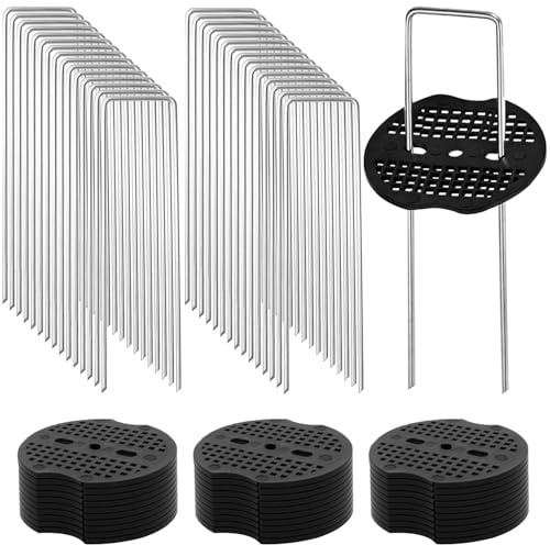 Wopanxye Lot de 30 agrafes de sol en forme de U - Extrémités pointues réglables - En acier galvanisé - 100 mm x 40 mm - Pour gazon artificiel, filet de jardin, tentes, tissu paysager