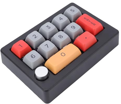 Oreilet 12 Teclado Mecánico Teclado de Juego, Mini Teclado con una Mano con Control de Perillas, RGB Backlight Backlight Macro Programable Numpad Keypad para Trabajo de Oficina (Black)