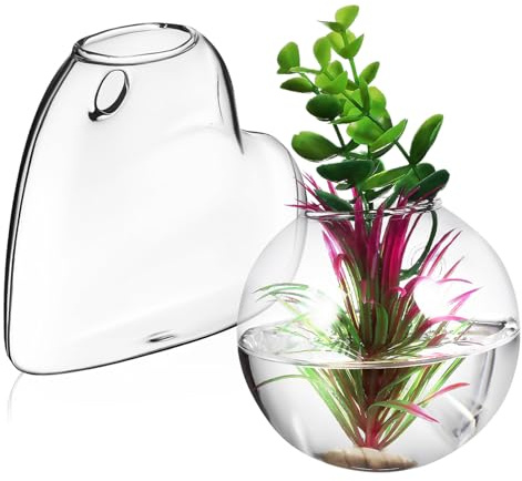 TOYZFRIENDY 2stücke Wandpflanzgefäß aus Glas Terrarium-pflanzenhalter Durchsichtiger Hängepflanztopf Wand-Aquarium für Drinnen Glas-terrariumvase für Blumen