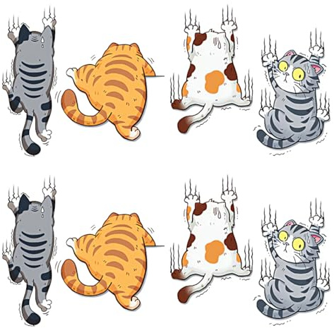 2x4 Stück Niedliche Katze Wandaufkleber, Wandtattoo Katze Aufkleber | Wandsticker für Mädchenzimmer, Türaufkleber Katzen, Wandsticker Kinder, Raumdekoration Junge Schlafzimmer Wanddeko(30x30 cm)