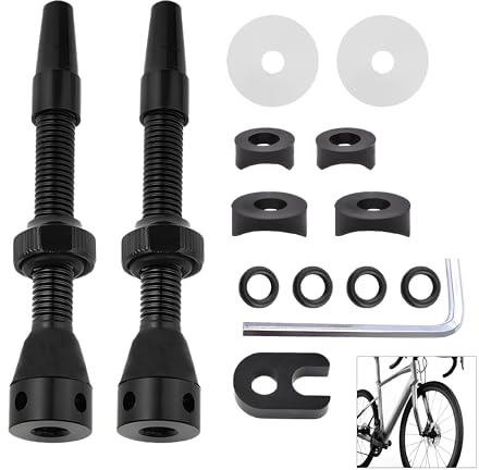2 Valves Presta Tubeless Aluminium Léger Capuchon Outil Démontage Pneu | vélo noir, alliage renforcé, capuchons inclus, extracteur fourni, étanchéité parfaite, universel jantes, couleur noire