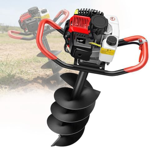 Ymnogjie Perceuse Spirale à Sol Thermique 4 Temps, Outil De Creusement Puissant sans Fil, Adapté Aux Poteaux De ClôTure, Travaux De Terrassement Et Forage De Fondations 30cmdrillbit
