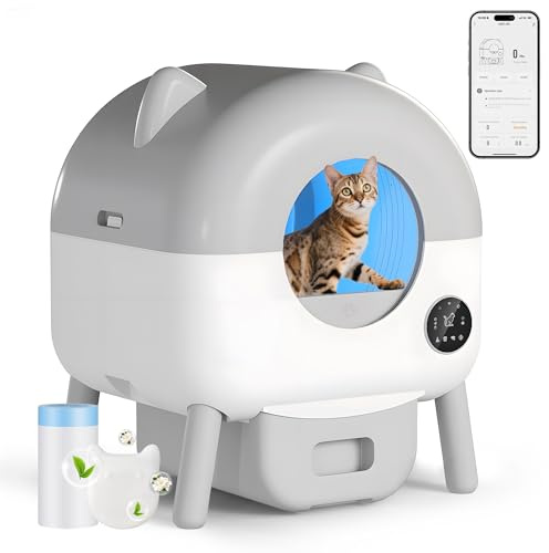 JUMMICO Lettiera autopulente per gatti XXL, grande capacità 90L+15L, controllo tramite app, pannello operativo, monitoraggio salute intelligente IA, lettiera per famiglie con più gatti