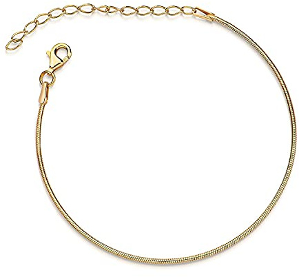 Damen Armband Schlangenkette gold - 925 Silber Armkette vergoldet SA-62 | Feines Goldarmband 1,2mm aus 925 Sterling Silber mit wasserfester Vergoldung in 17-22cm von MATERIA by Matthias Wagner