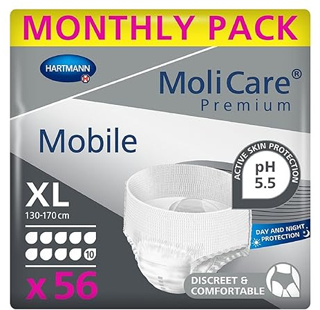 MoliCare Mobile Pañales para Adultos con Incontinencia Severa, Ropa Interior Absorbente para Hombres y Mujeres, talla XL, 10 Gotas, 14 unidades, Pack de 4