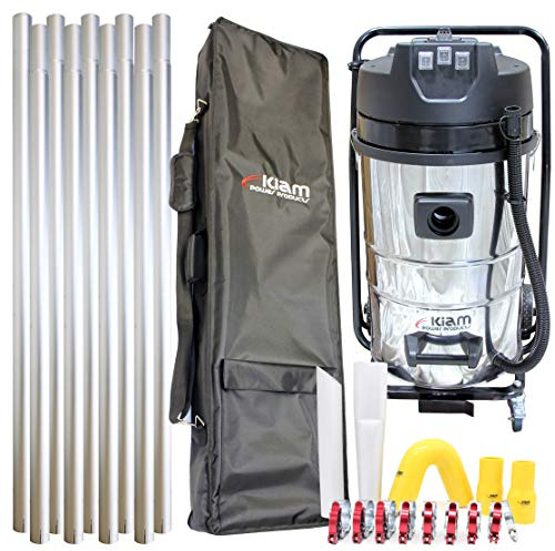 Equip2clean KV80-3 Industrial Vacuum Cleaner with 36ft Aluminium Pole Kit & Holdall Carry Bag | 3600W Triple Motor | Side Entry Inlet | Wet and Dry Gutter Cleaning | Professional Corded Vacuum Cleaner